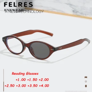 Women Oval Photochromic Gray Magnifying Readers Outdoor Personality Sunglasses  - Picture 1 of 22