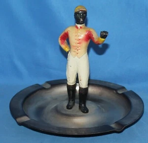 Cenicero de jinete de caballo vintage raro negro americano mediados de siglo - Imagen 1 de 3