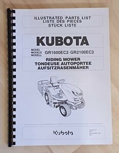 Ersatzteilliste / Stückliste für Kubota GR1600EC2 , GR2100EC2 Aufsitzrasenmäher