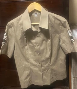 US Army Used Brown Service Uniform, Women’s Short Sleeve with SFC Rank, 14 Tall - Picture 1 of 5
