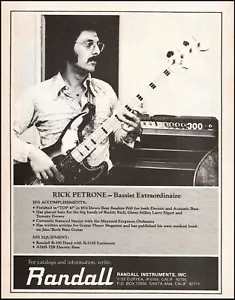 Rick Petrone (New York Mary) 1975 AIMS FJM Bajo Randall R-300 Amplificador Anuncio - Imagen 1 de 3
