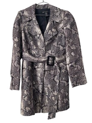 Gabardina INC International Concepts piel de serpiente con cinturón para mujer M estampado animal Y2K Foto 1 de 4