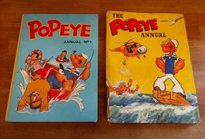 ANNUALS - X2 Vintage Popeye Souvenir Annuals Hardback Books Bundle Low Grade  - Picture 1 of 4
