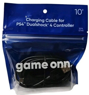 Cable de carga ONN 10 pies para controlador PS4 Dualshock 4 sellado nuevo Foto 1 de 2