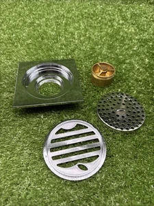 Chrom 4" Desodorierung Messing Quadratisch Badezimmer Bodenablauf Dusche Abtropffläche Rost - Bild 1 von 4