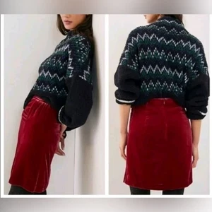NWT Anthro Maeve Montie Raspberry Velvet Skirt 4 - Picture 1 of 7