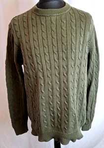 John Lewis Cable Knit Crew Neck Jumper Sweater Smart Casual 2XL Green A3072 - Picture 1 of 5