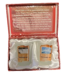 Vtg Niagara Falls State Park Set Of 2 Souvenir Shot Glasses Set Original Box - Picture 1 of 15