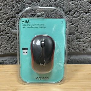 Logitech M185 Wireless Mouse 2.4GHz with USB Mini Receiver Ambidextrous Red - Picture 1 of 7