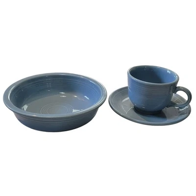 Fiesta Periwinkle Juego de 3 tazas platillo cuenco retirado HLC EE. UU. Cerámica Foto 1 de 4