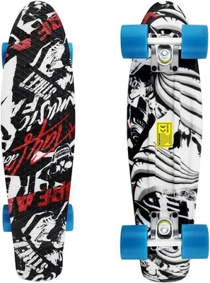 MAKETEC Completo 22" Mini Cruiser Retro Monopatín GRAFFITI ROJO NEGRO AZUL RUEDA Foto 1 de 4