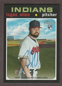 Autografo 2020 Topps Heritage Real One inchiostro blu su carta ROA-LA Logan Allen RC - Foto 1 di 2