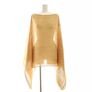Pleats Please Issey Miyake Pleated Poncho Blouse Sheer Camel Pp64-Ad111 /Df Os S - Picture 1 of 6