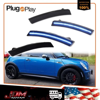 4X Smoked Ice Blue Front+Rear LED Side Marker Lights For Mini Cooper R50 R53 R52 - Image 1 of 4