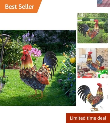 Classic Multicolor Rooster Yard Statue - Handmade Garden Art for All Seasons - Image 1 of 4