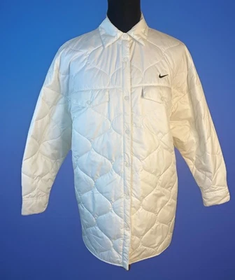 Nike Sportswear Essential White Quilted Trench Coat Womens XL White FB8732-133 - Image 1 of 4