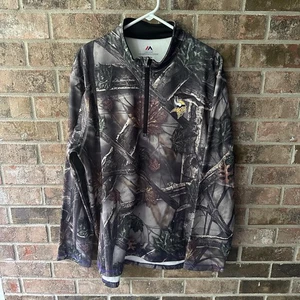Minnesota Vikings Pullover Hoodie Mens XL Camo NFL Football Quarter Zip Majestic - Picture 1 of 4