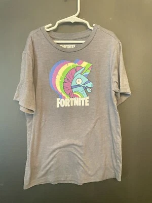 Для девочек мальчиков 10/12 Fortnite Bash Unillama серая футболка лошадь эпические игры хлопок - Изображение 1 из 4