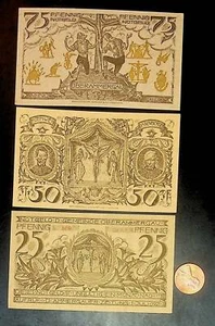1921 Alemania OBERAMMERGAU 25 50 75 Fennig billete/juego de dinero de emergencia - Imagen 1 de 2
