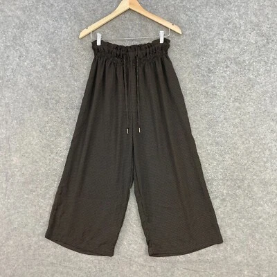 Pantalones Glassons Mujer Talla 12 Negro Marrón Lunares Recortados Cintura Elástica 46913 Foto 1 de 4