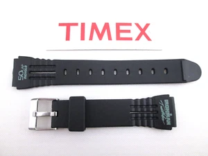 Timex Ironman Triathlon 15mm schwarz Kautschuk Uhrenarmband grüne Aufdrucke TX782241 - Bild 1 von 5