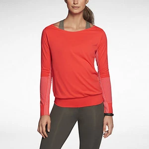 Nike 589296 Damen $ 85 Knit Epic Langarm Rundhalsausschnitt Oberteil nahtlos Shirt Laser  - Bild 1 von 5
