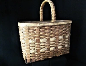Panier Hawkeye début 1900 Burlington Basket Co. Iowa fait main - Photo 1/9