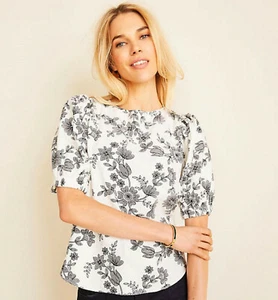 Ann Taylor Linen Blend Floral Tie Back Blouse Top Size S nwt - Picture 1 of 2