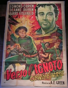 Manifesto VERSO L'IGNOTO CINA IN FIAMME 1943 EDMOND O'BRIEN, DEANNE DURBIN 4F - Picture 1 of 1