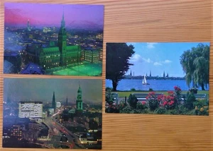 3 Hamburg, Deutschland Andenken Postkarten Stadtansichten Nachtpark 4,25" x 5,75" - Bild 1 von 11