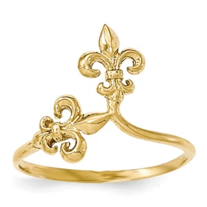 14k Yellow Gold Polished Fleur De Lis Ring K5768 Size 6.5 - Picture 1 of 2