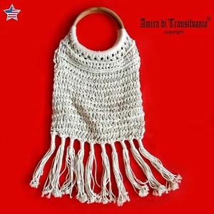 Vintage Iconic Bag Shoulder Handle Handbag Fashion Brand Macrame Sachel Fringe - Picture 1 of 24