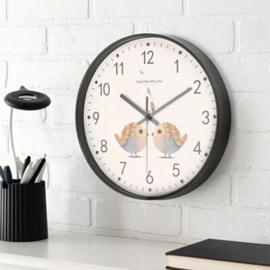 Bird Wall Clock Black Frame Clocks Quartz Sweep Movement or Living Room Bedroom - Picture 1 of 18