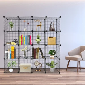 16 Cube Organizer Storage Shelves Wire Cube Storage Origami Shelves Bookcase - Picture 1 of 10