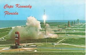 Cape Kennedy Florida Postcard Aerial View Martin's Titan Blast Off c1960s    Q2* - Picture 1 of 2