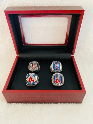 4 PCS Red Sox World Series Championship Ring Set W Box, 🇺🇸 SHIP 2004-18 Cover