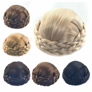 6 Colors Women Hair Chignon Braided Clip In Synthetic Hair Buns Hair Extension - Picture 1 of 16