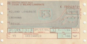 Q3 - Biglietto Ticket Treno Milano Lambrate Cremona 09/07/1984 - Bild 1 von 2