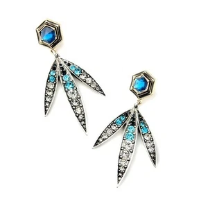 HÄNGER TROPFEN BLATT BLAU EDELSTEIN KRISTALL STRASS OHRSTECKER STATEMENT OHRRINGE - Bild 1 von 2