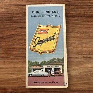 Vintage Atlantic Imperial OHIO- INDIANA Highway Road Gas Station Travel Map 1964 - Picture 1 of 6