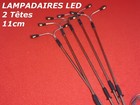 LOT 5 LAMPADAIRES DOUBLE TÊTE HO1/87 H11cm à LED 12V + R 510Ω JOUEF ROCO HORNBY