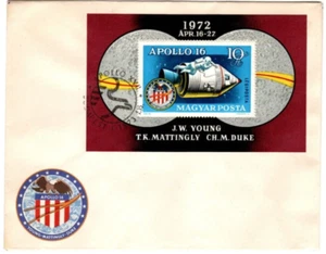 HUNGARY - 1972. FDC S/S - Apollo 16 US  Moon Mission/Special Cancel. Mi:Bl.93. - Picture 1 of 1
