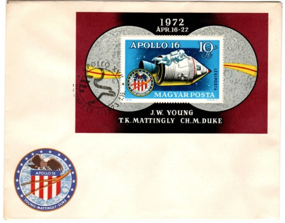 HUNGARY - 1972. FDC S/S - Apollo 16 US  Moon Mission/Special Cancel. Mi:Bl.93. - Image 1 of 1