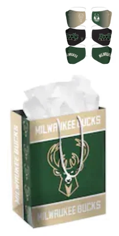 Milwaukee Bucks Adult Face Covering 3 pack w/ Gift Bag Cover
