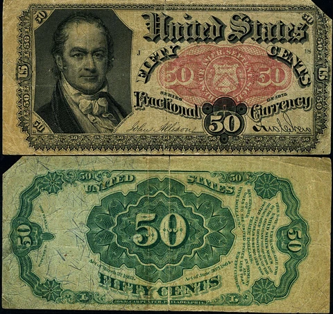 FR. 1380 50 c. 5th Issue Fractional Note Fine - Missing Corner Cover