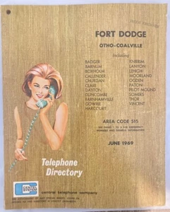 1969 CENTRAL TELEPHONE COMPANY PHONE BOOK WEBSTER COUNTY TOWNS FORT DODGE IOWA++ - Picture 1 of 4