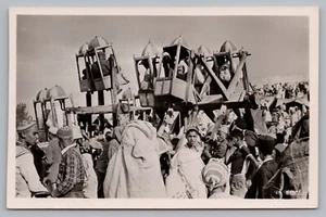 Postcard Primitive Ferris Wheels Bazaar Casablanca Morocco RPPC Unposted - Picture 1 of 2