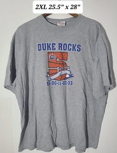 Vtg 2003 Duke Blue Devils "Duke Rocks" ACC Champs 5 in a Row Gray 2XL T-Shirt - Picture 1 of 4