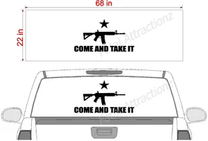 COME AND TAKE IT Flag See Thru Window Wrap decal sticker 22x68" USA gun rights - Foto 1 di 2
