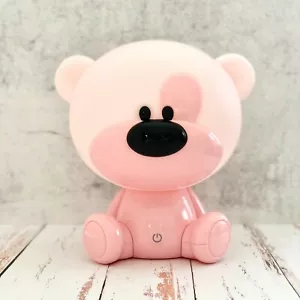 Cartoon Night Light Cute Pink Bear Table Desk Lamps Kids Lamp Touch 3 Way Sensor - Picture 1 of 10